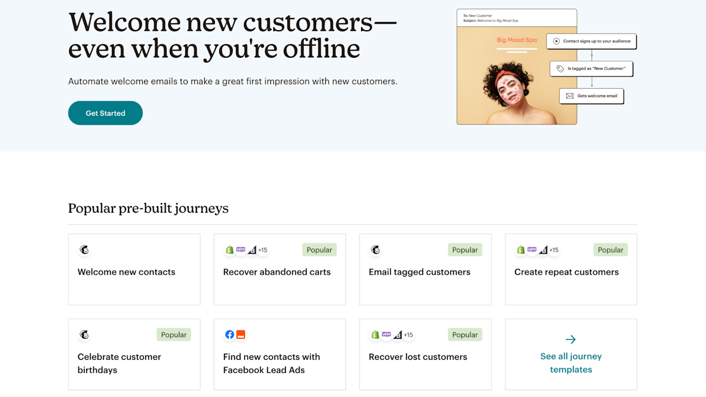 Mailchimp's pre-built automations
