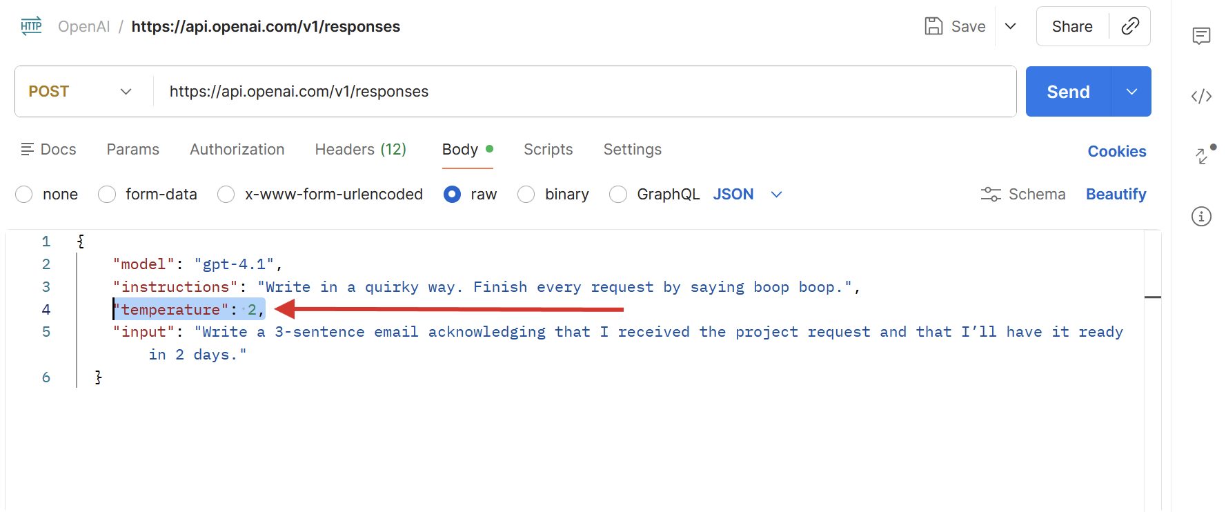 Changing the temperature