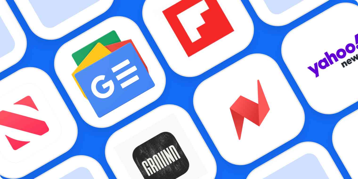 Hero image with the logos of the best news apps