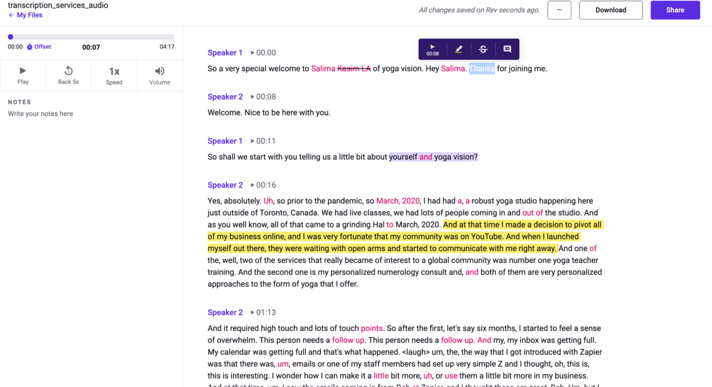 Rev, our pick for the best transcription software for fast automated transcriptions 