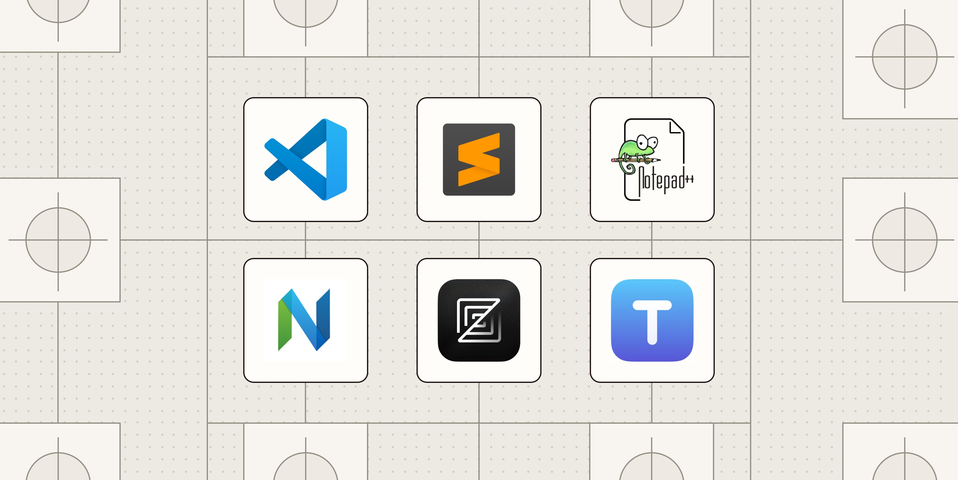 Hero image with the logos of the best code editors