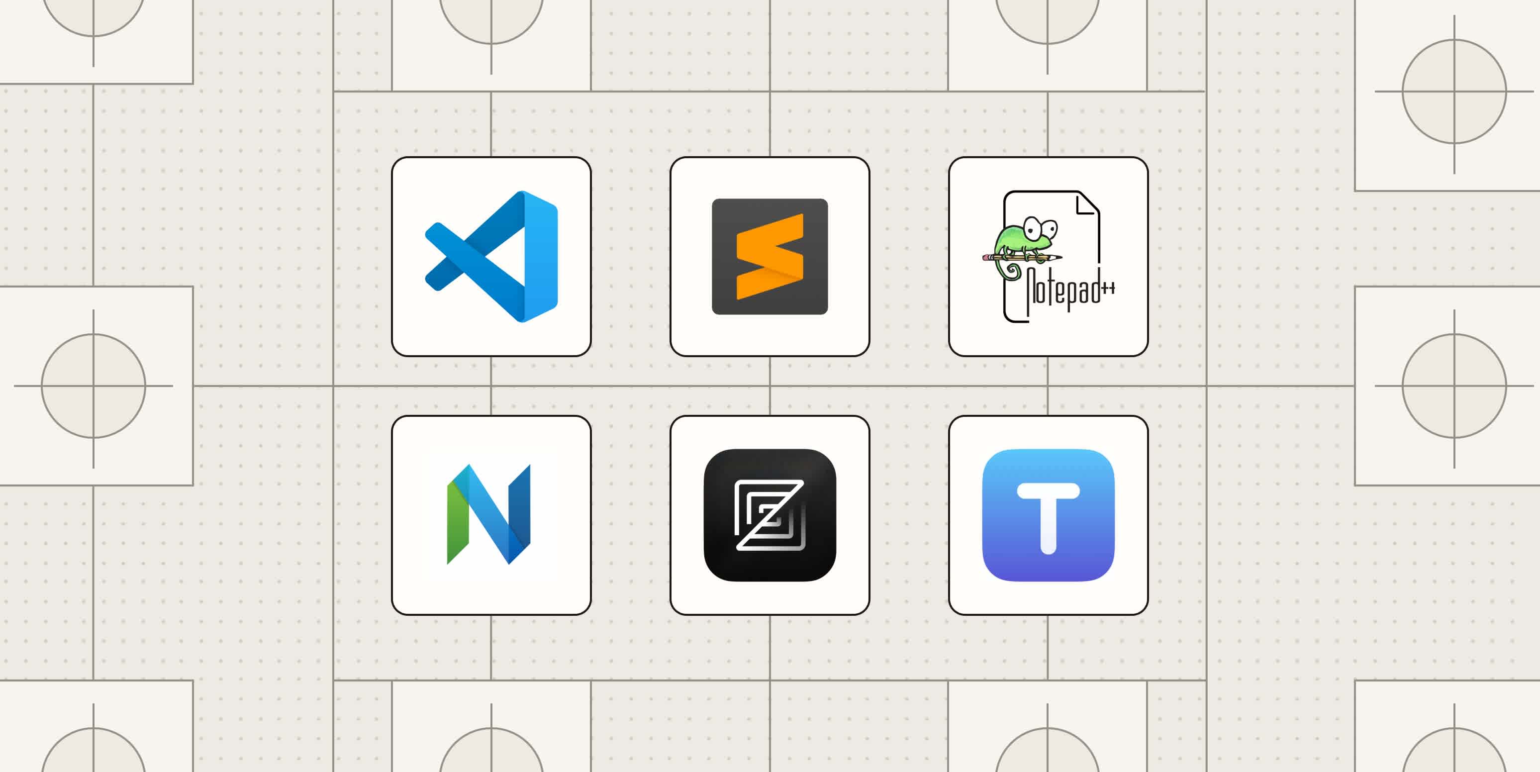 Hero image with the logos of the best code editors