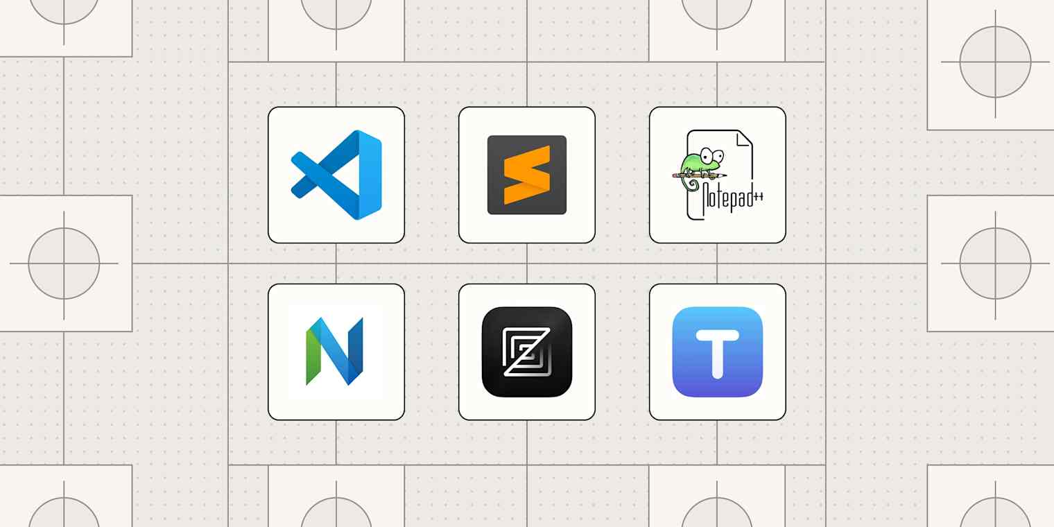 Hero image with the logos of the best code editors