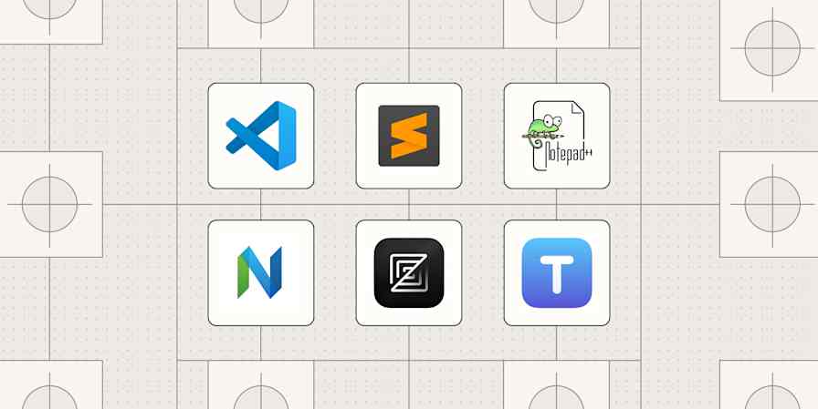 Hero image with the logos of the best code editors