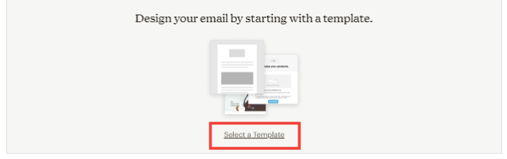 The Select a Template link in Mailchimp to design an email