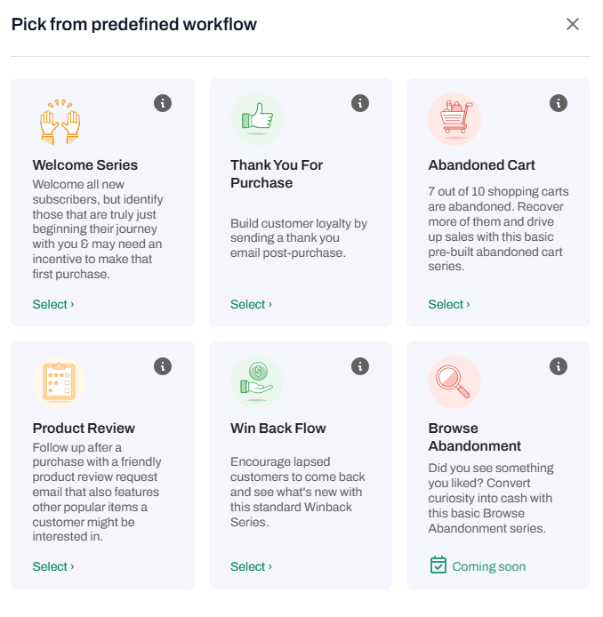 Automation templates in tinyEmail