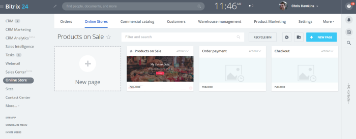 Bitrix24 online stores dashboard