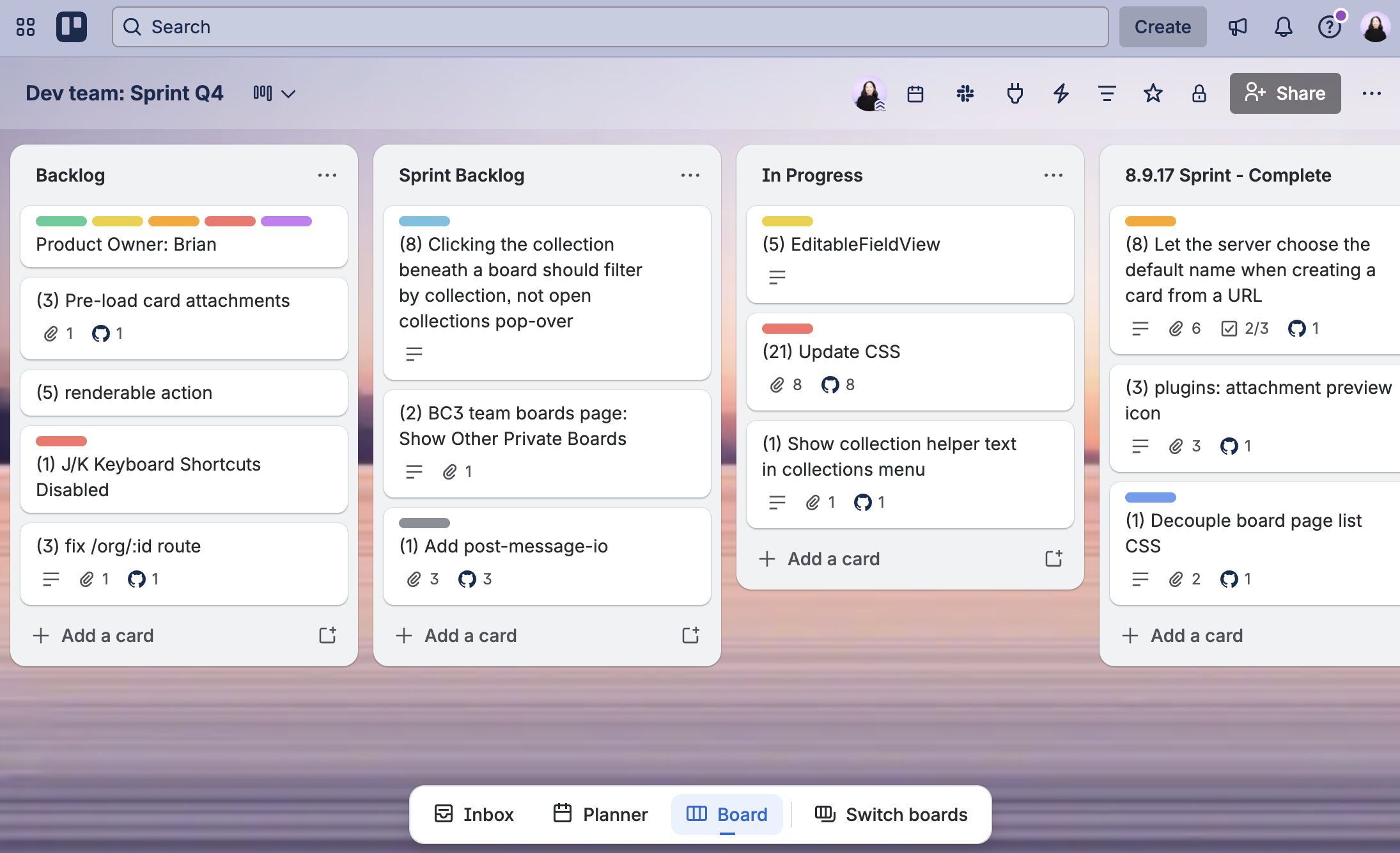 Trello board example for agile project management.