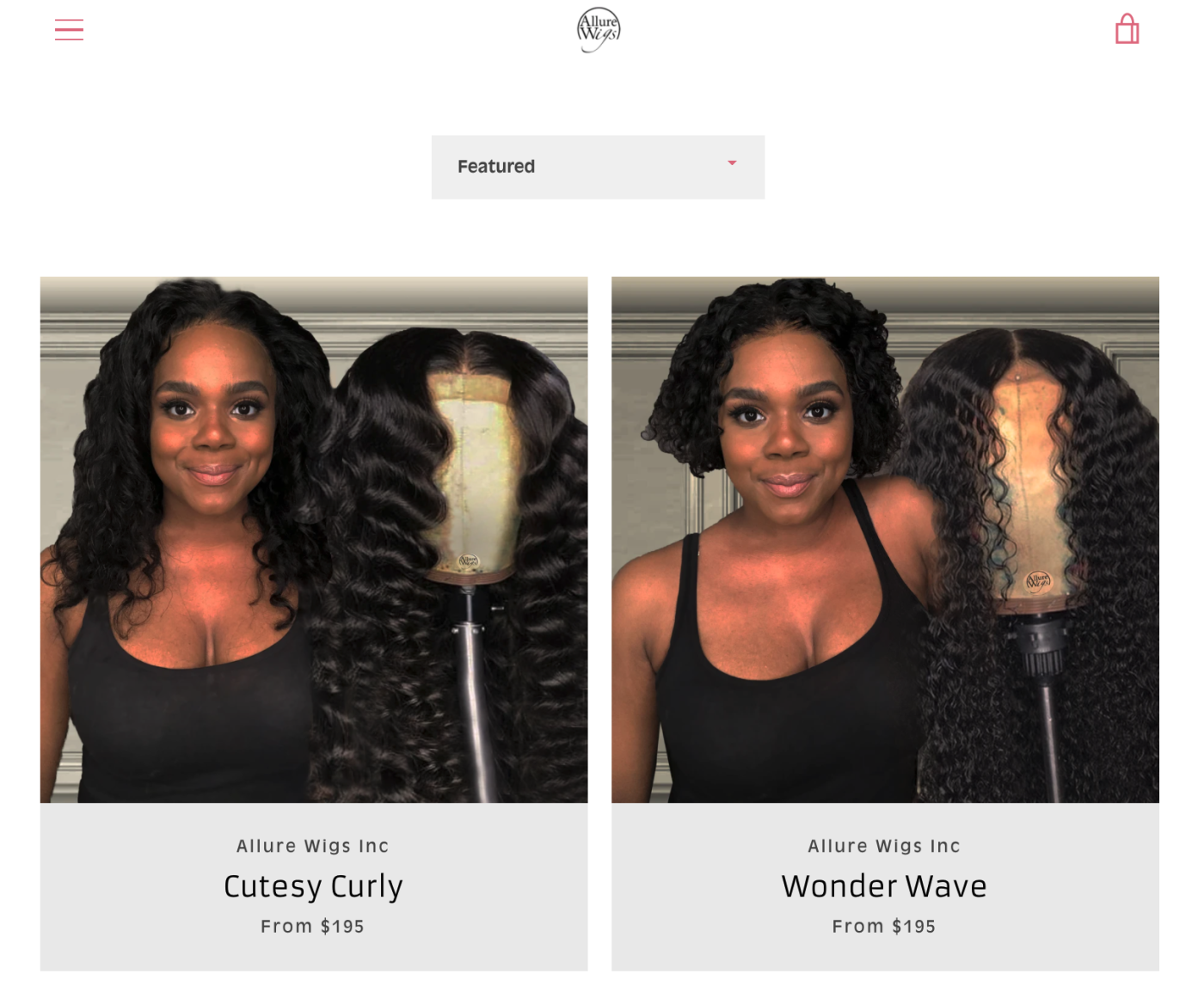 Wigs on the Allure Wigs website