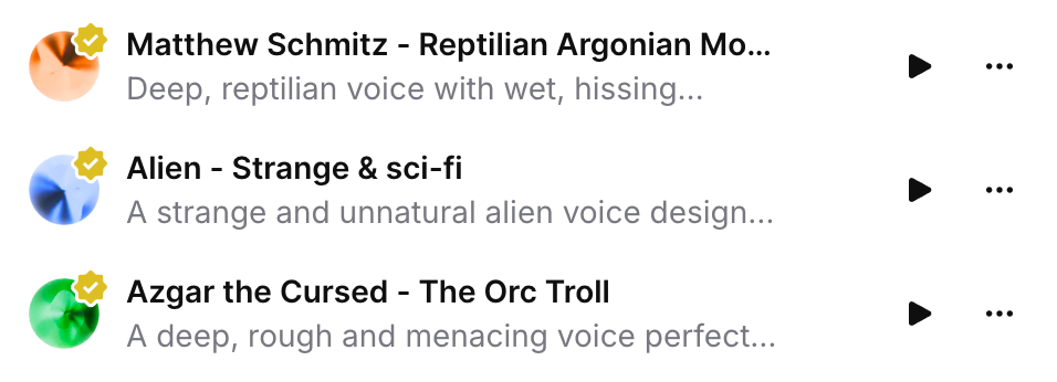Fun voice changing options in ElevenLabs