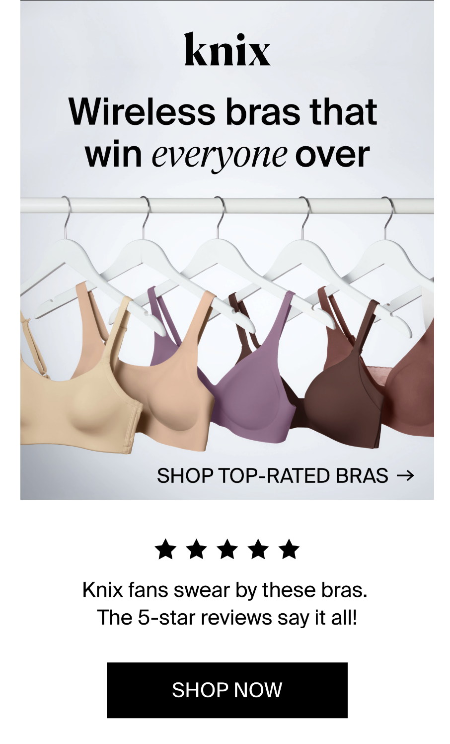 Product recommendation email marketing example from the apparel company Knix. 