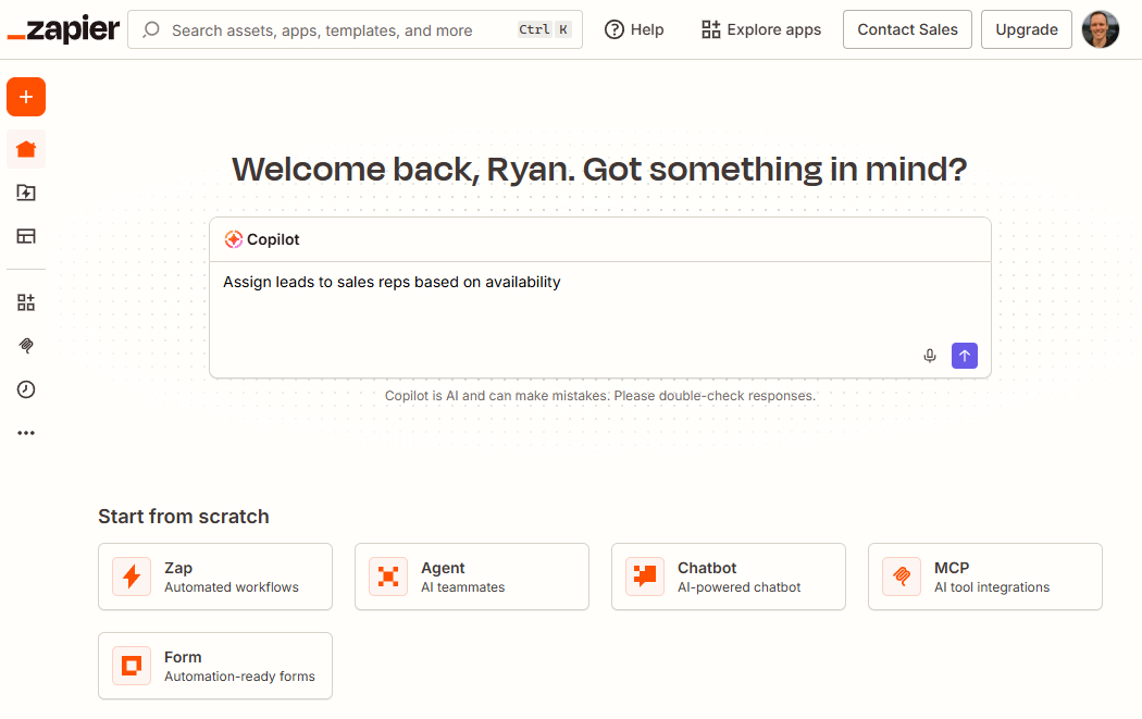The Zapier dashboard