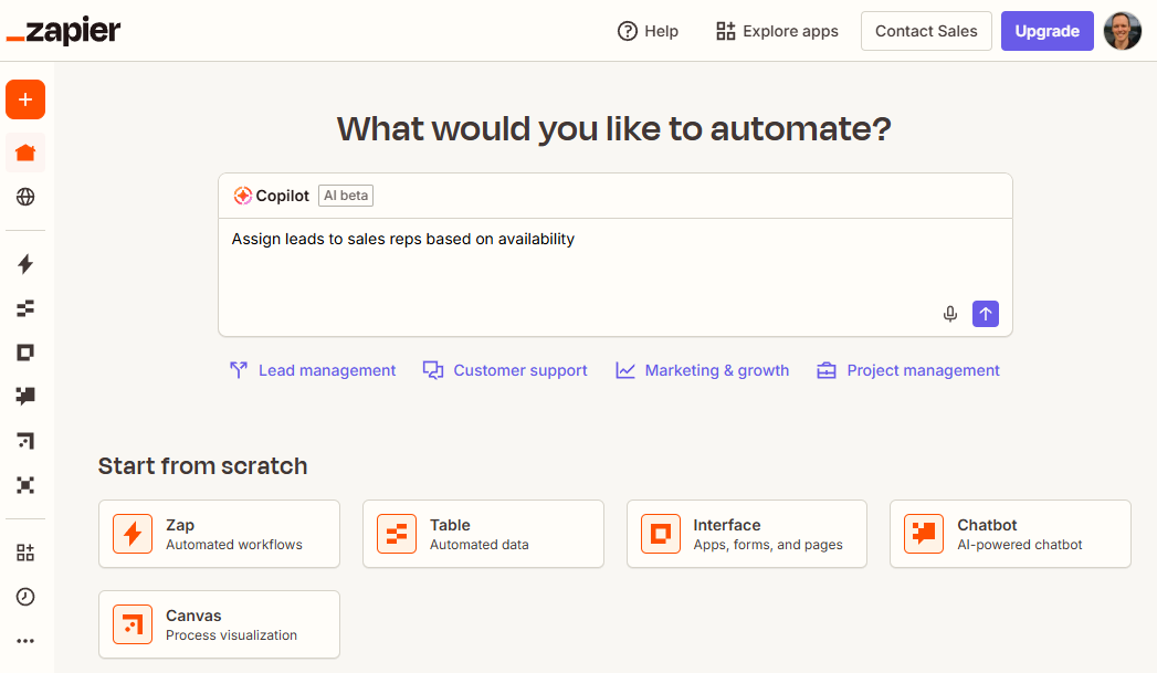The Zapier dashboard