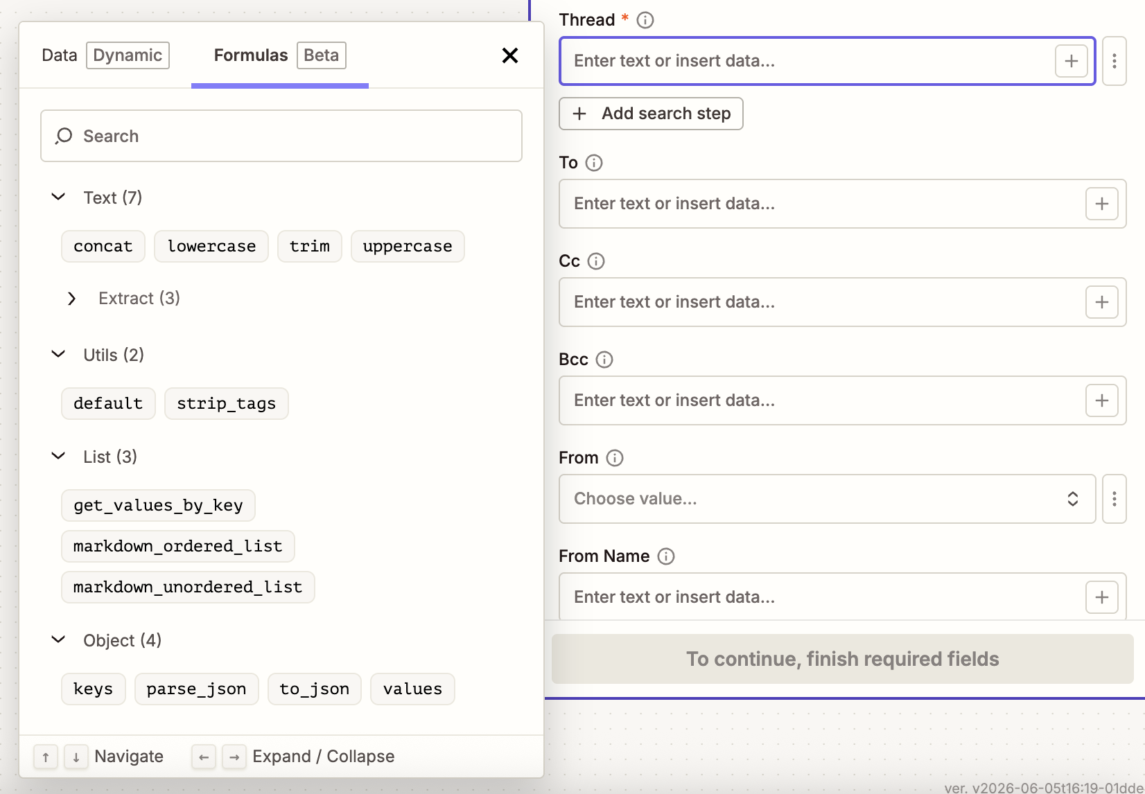 The Zap editor with in-line formulas