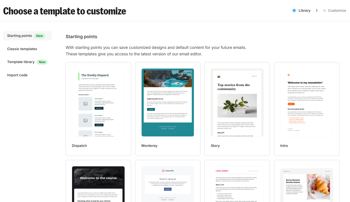 ConvertKit template library