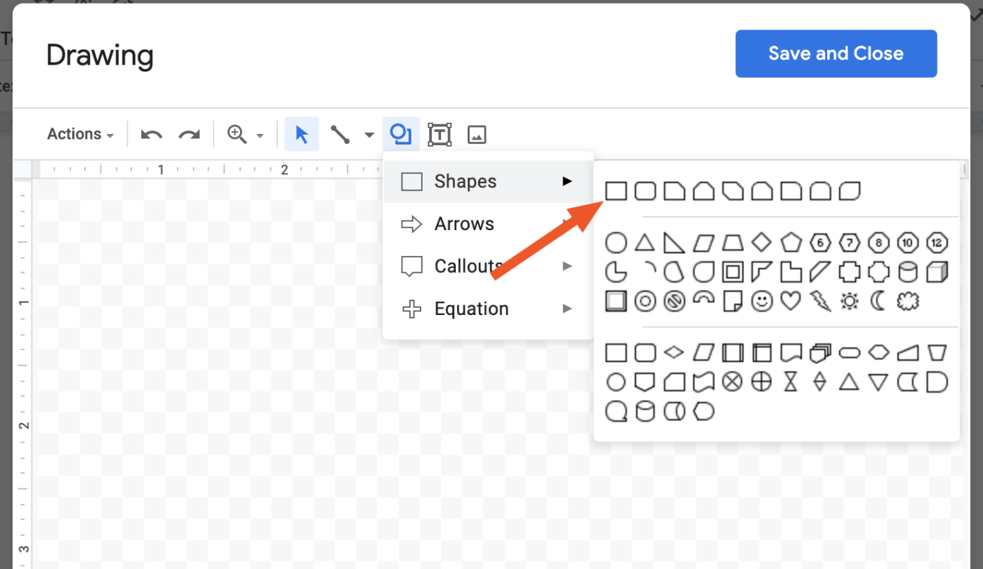 How to add a border in Google Docs by using the rectangle shape tool. 