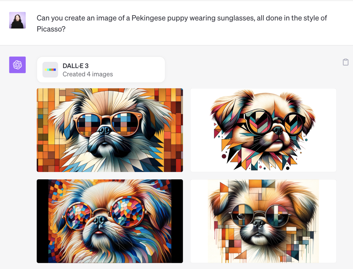 Example of ChatGPT using DALL·E 3 to generate images in a chat.