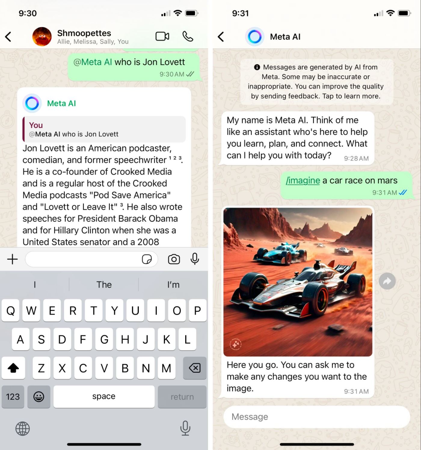 Meta AI in action on WhatsApp