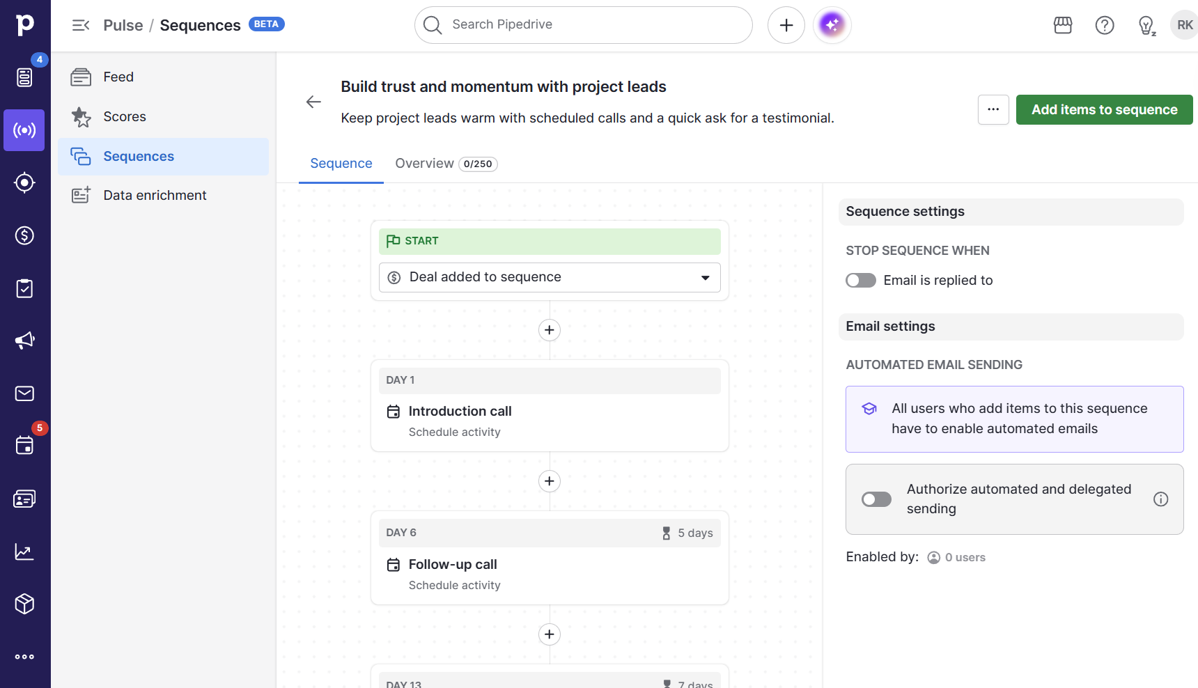Pipedrive's Sequences feature