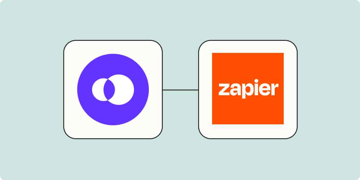 Openphone logo and Zapier logo side by side on an orange background