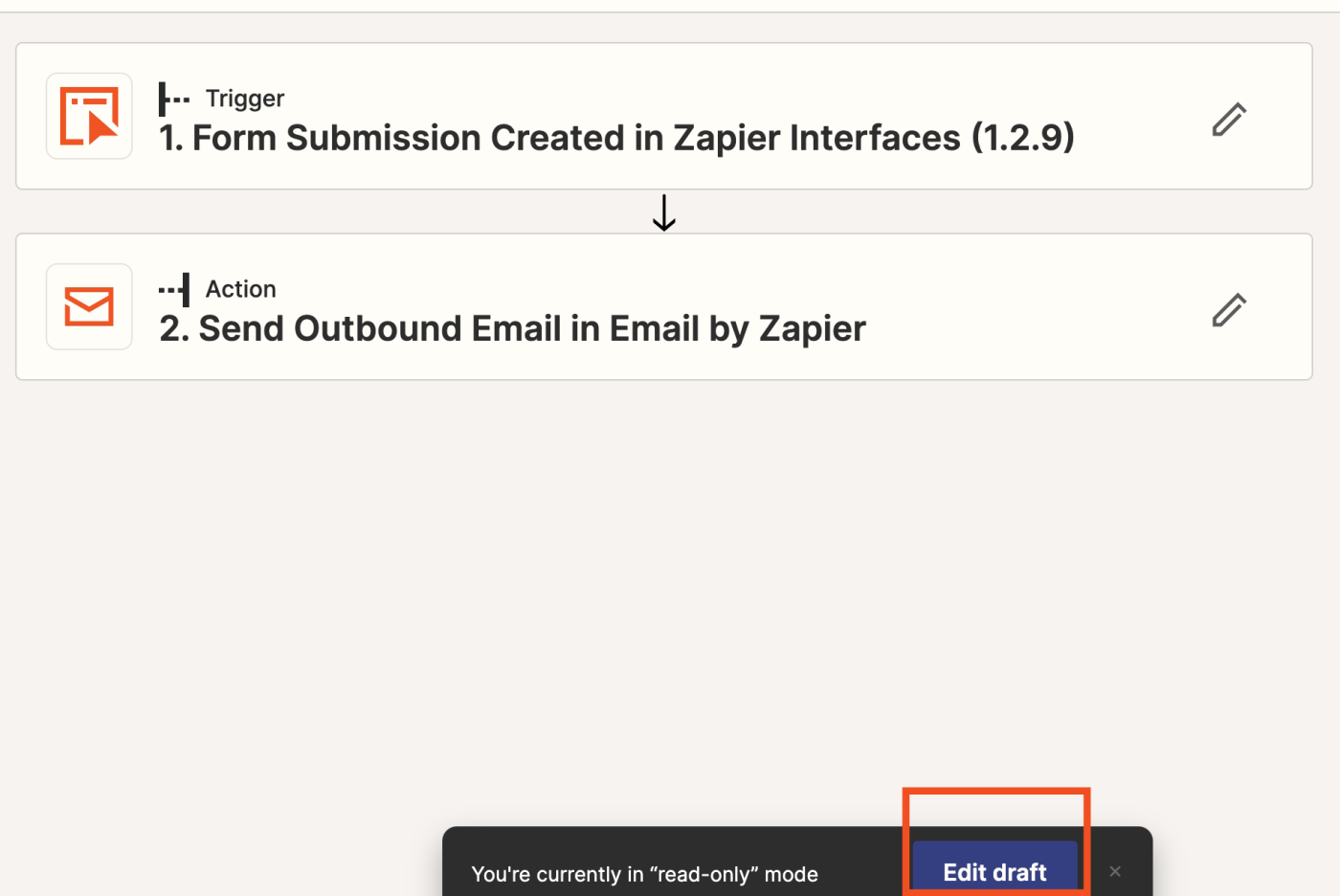 Screenshot of a zap in the zap editor