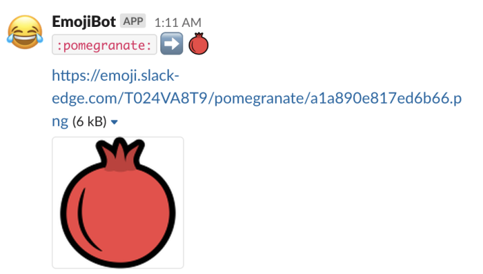 Our emojibot creating a pomegranate emoji