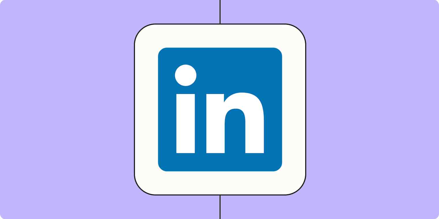 A hero image of the LinkedIn app logo on a light purple background.
