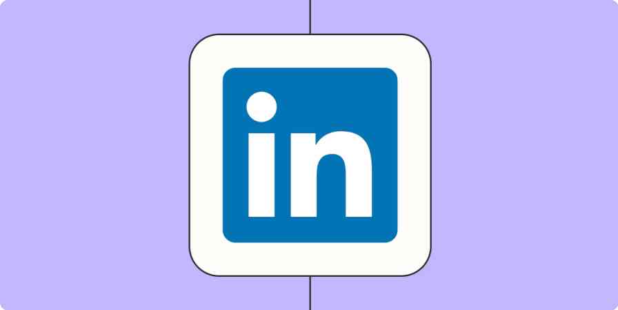 A hero image of the LinkedIn app logo on a light purple background.