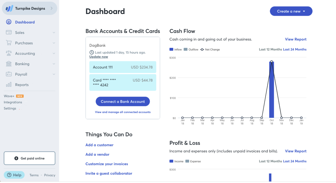 Wave, our pick for the best free accounting software