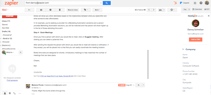 HubSpot email extension