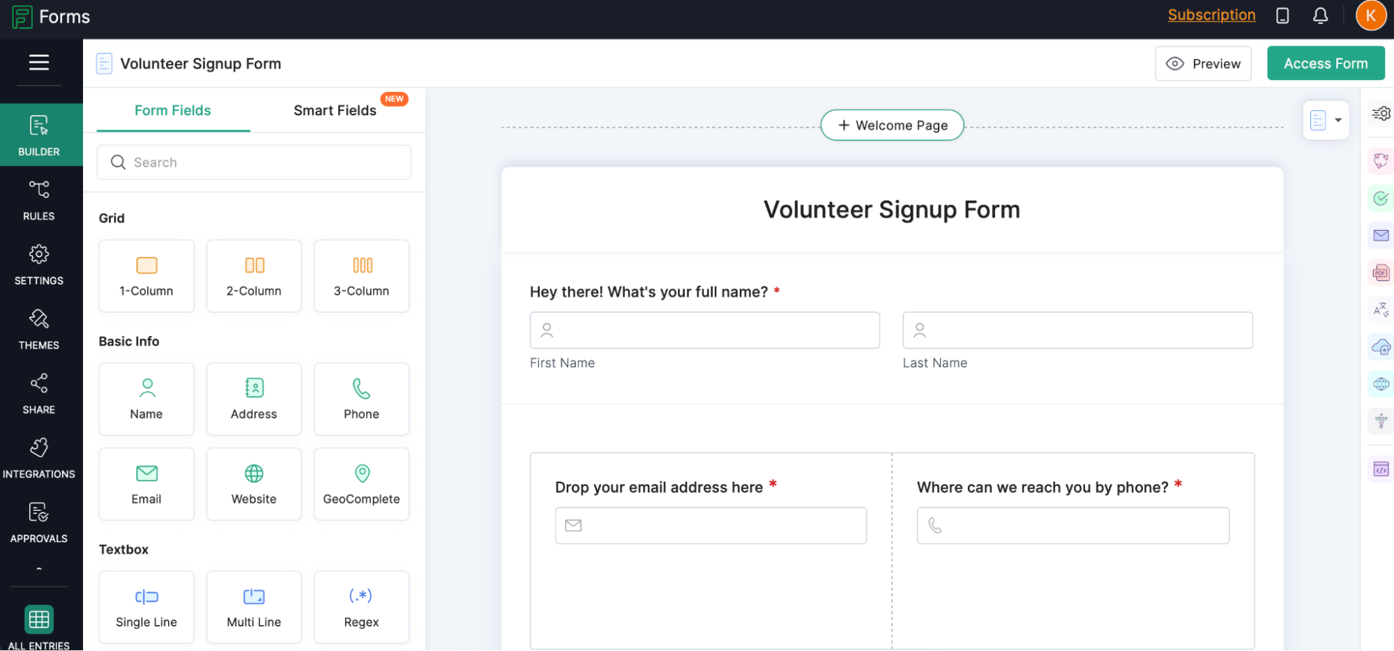 Zoho Forms, our pick for the best online form builder for approval flows