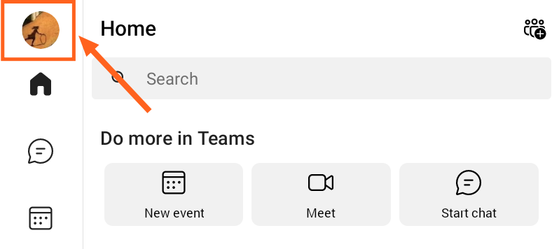 Screenshot of Teams 365 mobile profile icon.
