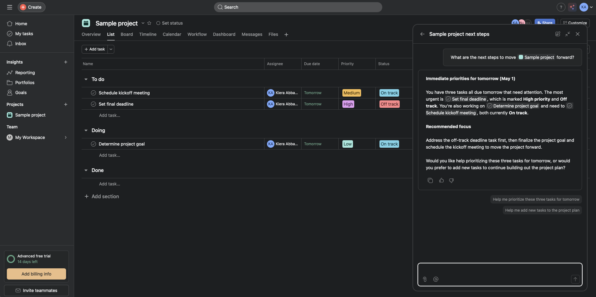 Asana, our pick for the best small business project management software for ultimate project flexibility