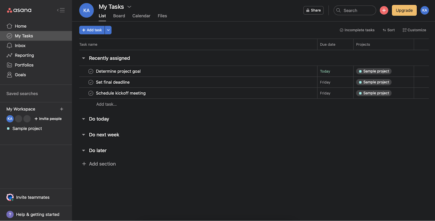 Asana, our pick for the best small business project management software for ultimate project flexibility