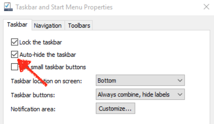 Hide Windows taskbar