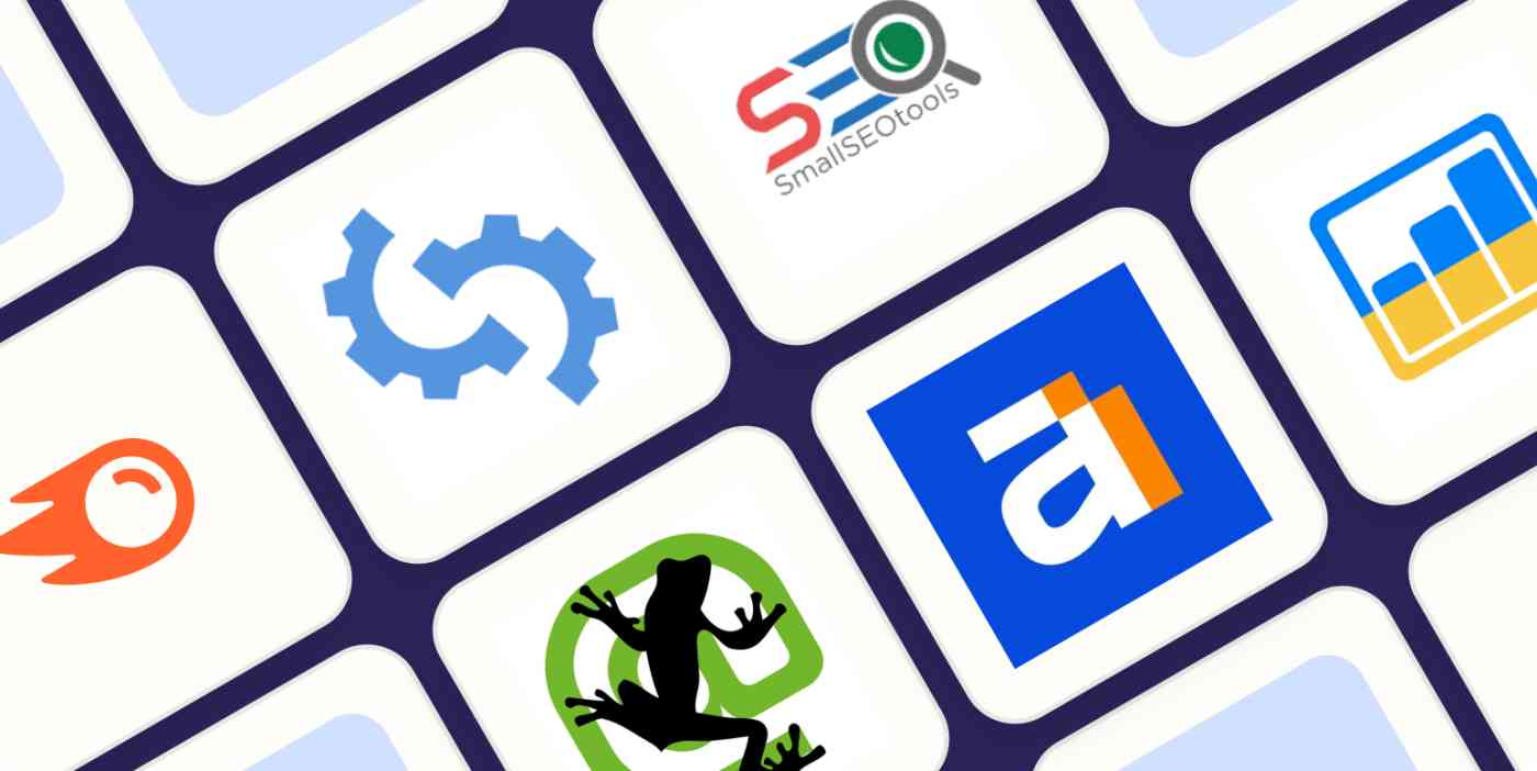 Hero image with the logos of the best SEO audit tools