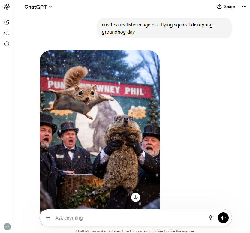 Creating an image in ChatGPT
