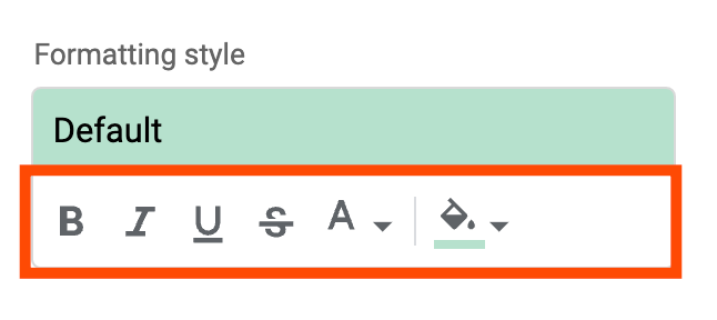 Conditional formatting style options in Google Sheets.