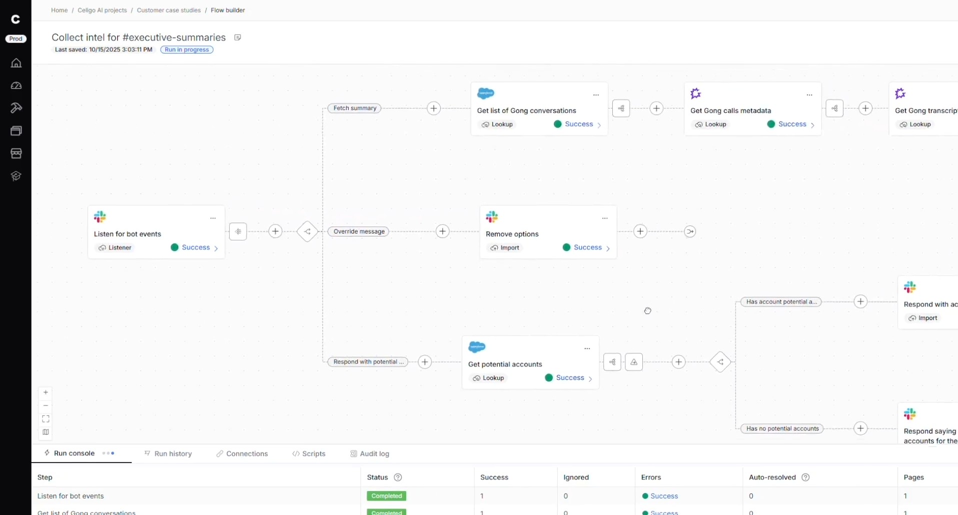 The workflow editor in Celigo