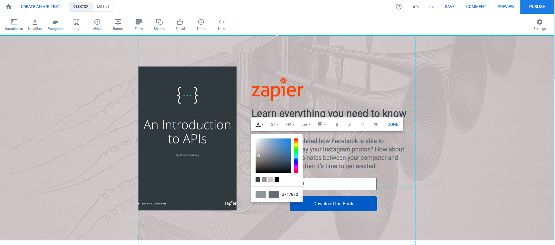Instapage screenshot