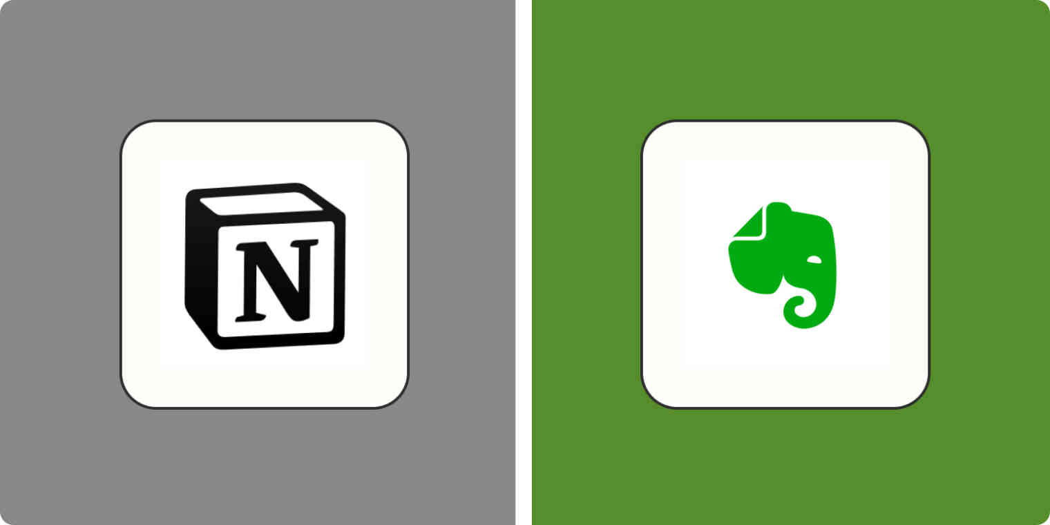 Hero image for app comparisons with the Evernote and Notion logos