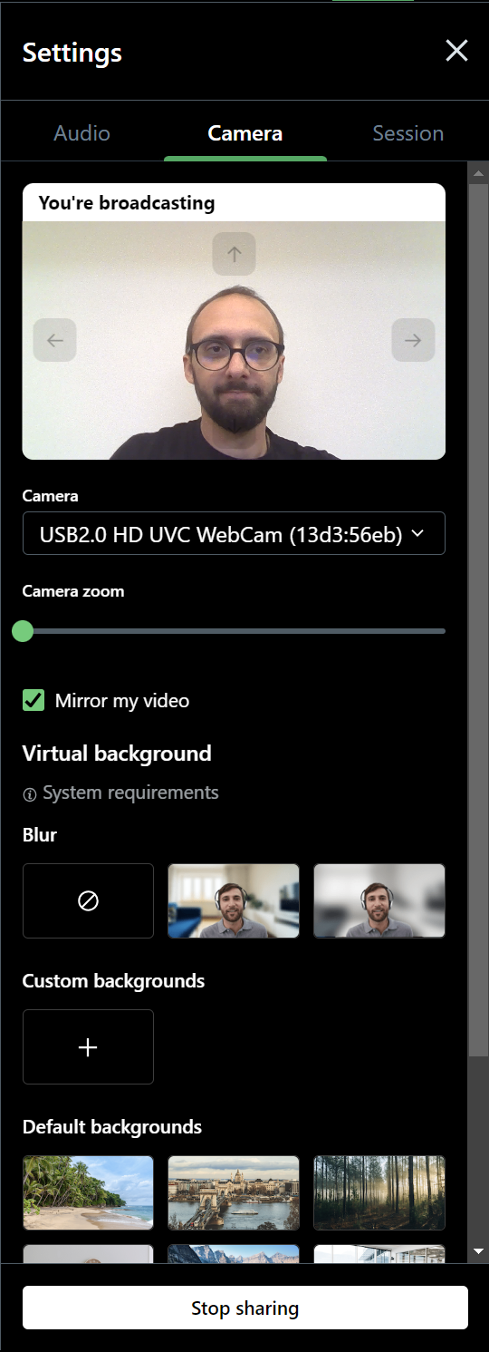 GoTo Meeting's video settings