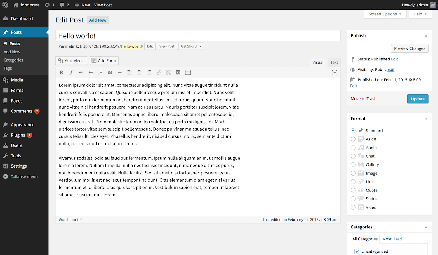 WordPress screenshot