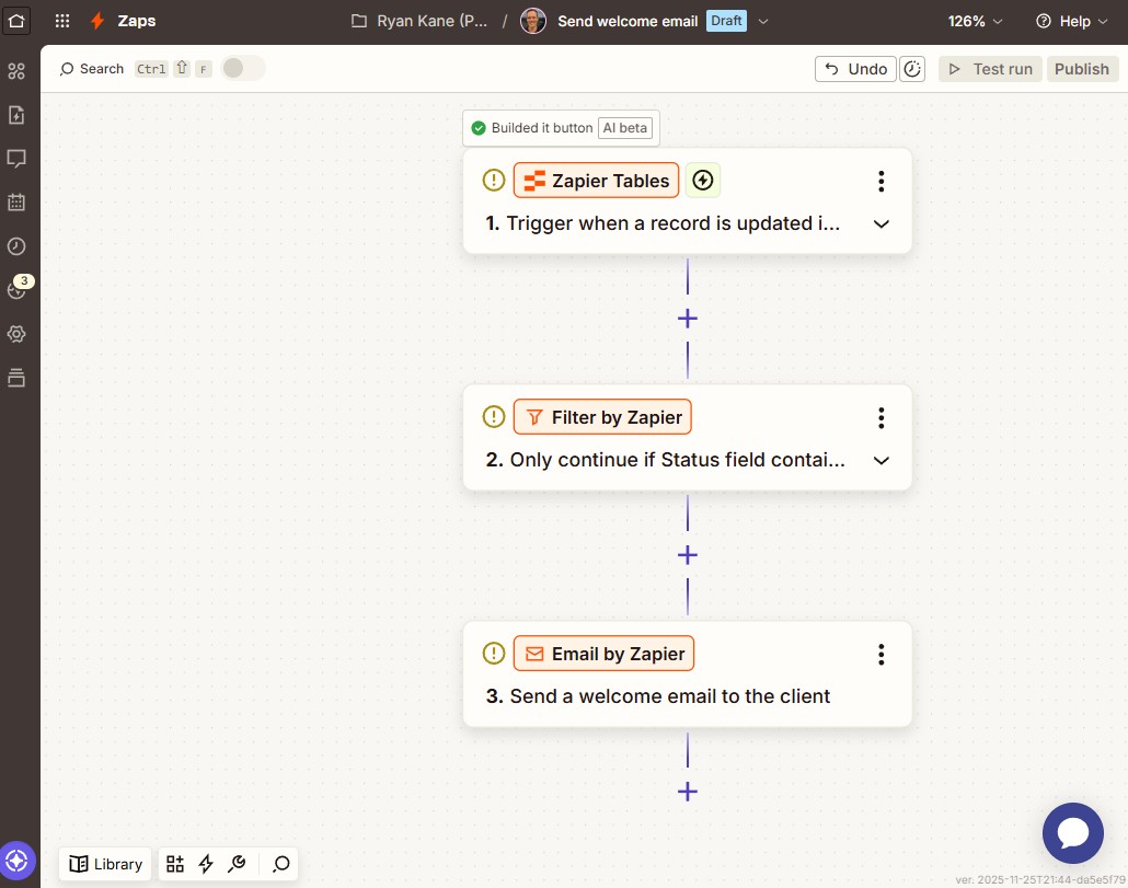 Zapier's visual workflow builder