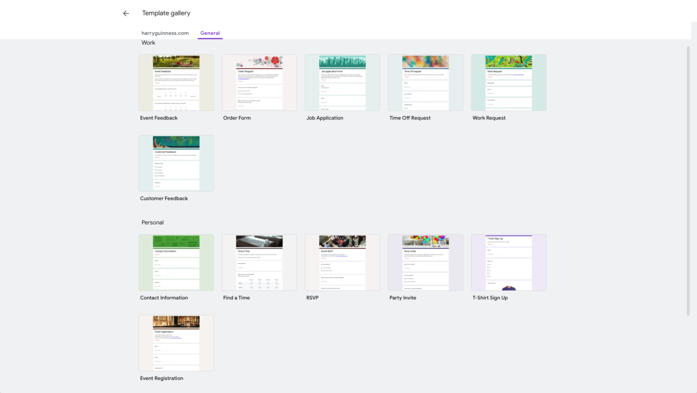 Google Forms templates