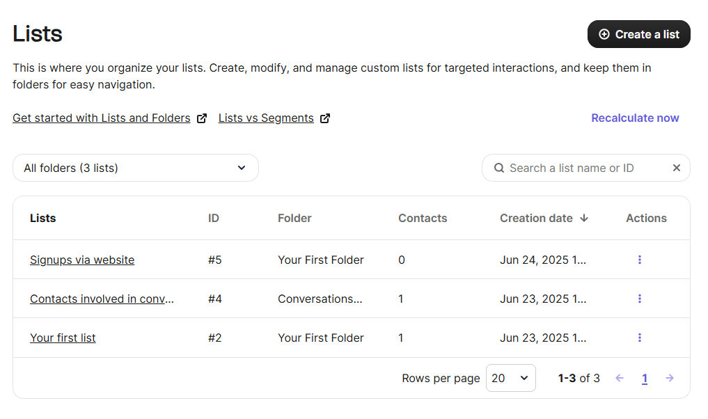 Brevo's list-based segmentation
