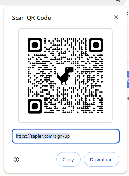 Creating a QR code in chrome step 2