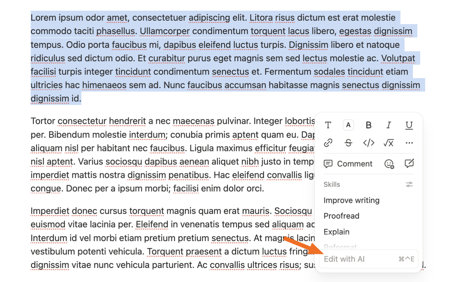 List of Notion AI actions.