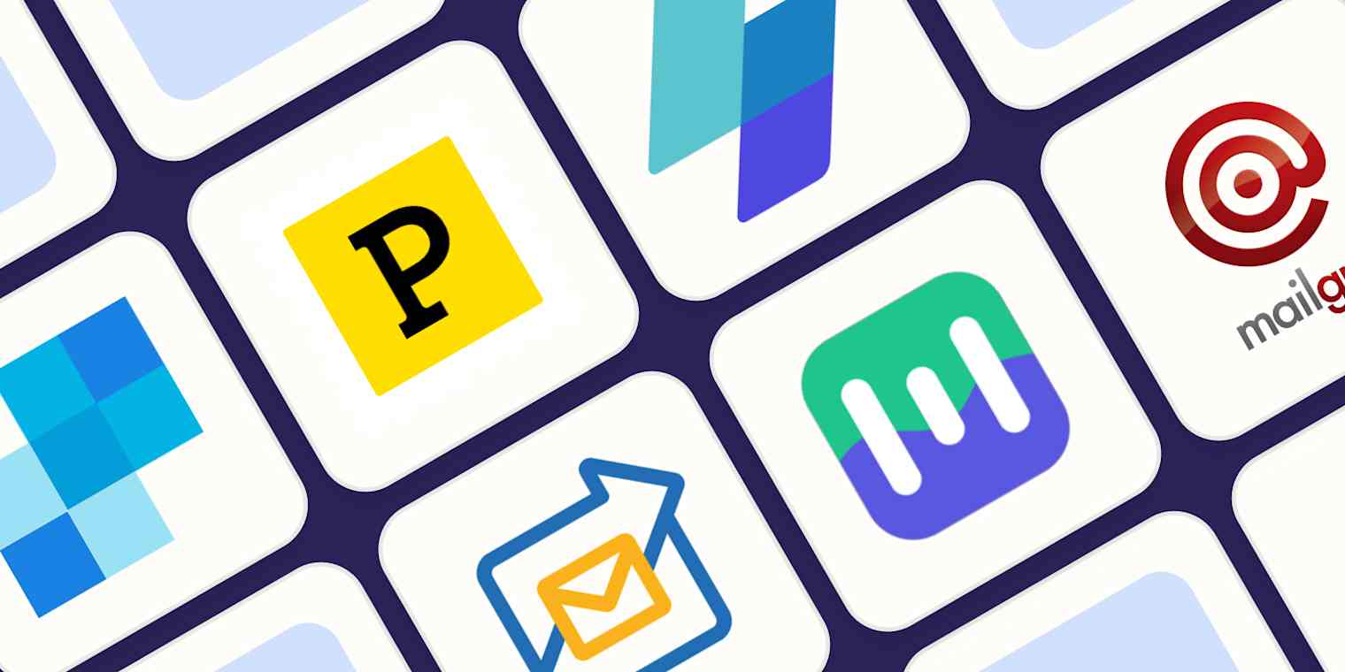 A hero image with the logos of the best transactional email apps