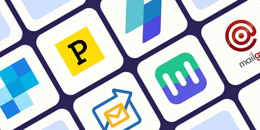 A hero image with the logos of the best transactional email apps